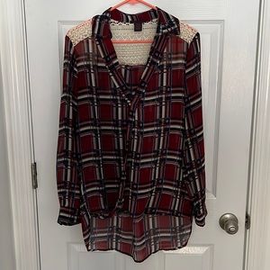 Plaid Long Sleeve Blouse